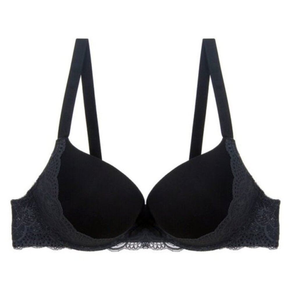 Youmita 40DD Black Floral Lace Overlay Bra NWT